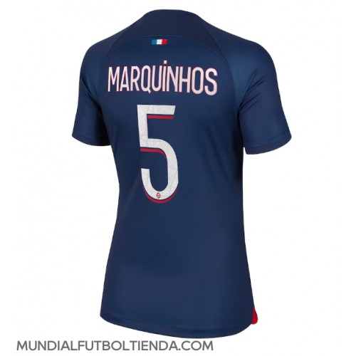 Camiseta Paris Saint-Germain Marquinhos #5 Primera Equipación Replica 2023-24 para mujer mangas cortas